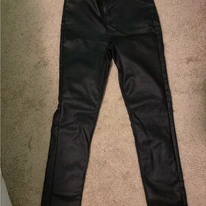 Black leather  Women's Jeans